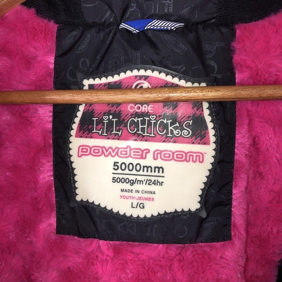 Core lil Chicks Powder Room Snow Ski Jacket Girls Youth Large 5000mm like new! - Picture 7 of 16